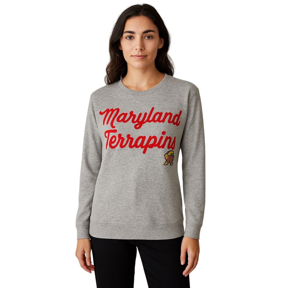 Maryland Terrapins Ladies Small Gray Pullover Sweatshirt Liv Casual